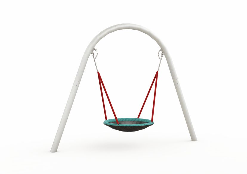 Arch swing with buried ground anchors