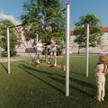 Gondolar rope-end swinger, Steel posts (Ø 102 mm)